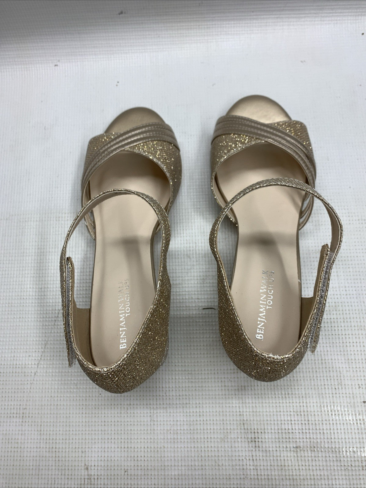 Touch Up Foster Womens' Heeled Sandals Gold 4679W Size 9W Hook & Loop Open Toe