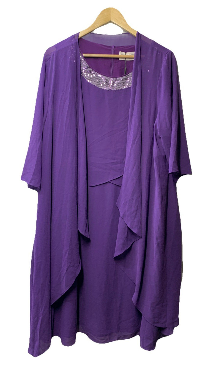 Hanna Nikole Women's Plus Size Guest Dress with Jacket 2 Piece Size 20W Purple