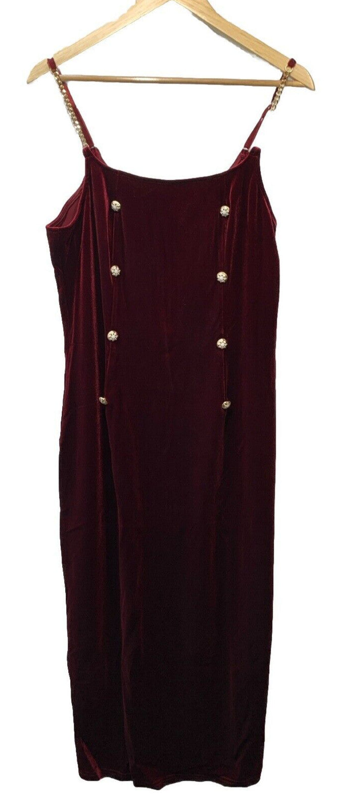 Grace Karin Spaghetti Strap Back Slit Velvet Cocktail Party Midi Dress - Sz L