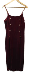 Grace Karin Spaghetti Strap Back Slit Velvet Cocktail Party Midi Dress - Sz L