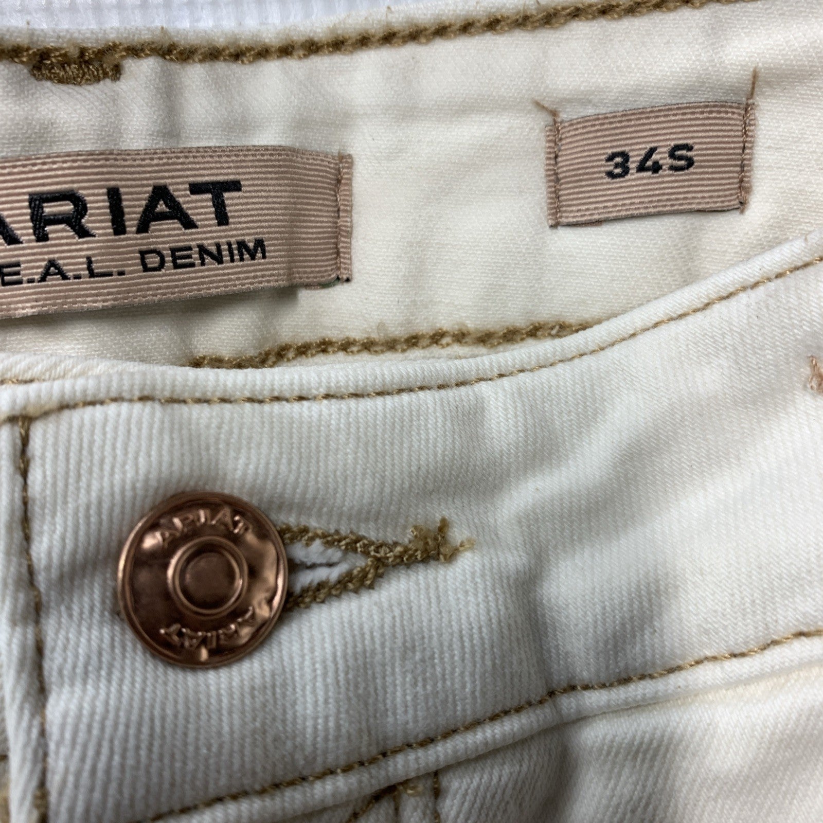 Ariat Larissa Slim Trouser Off White 34S High Rise Jeans Long Pants with Pockets
