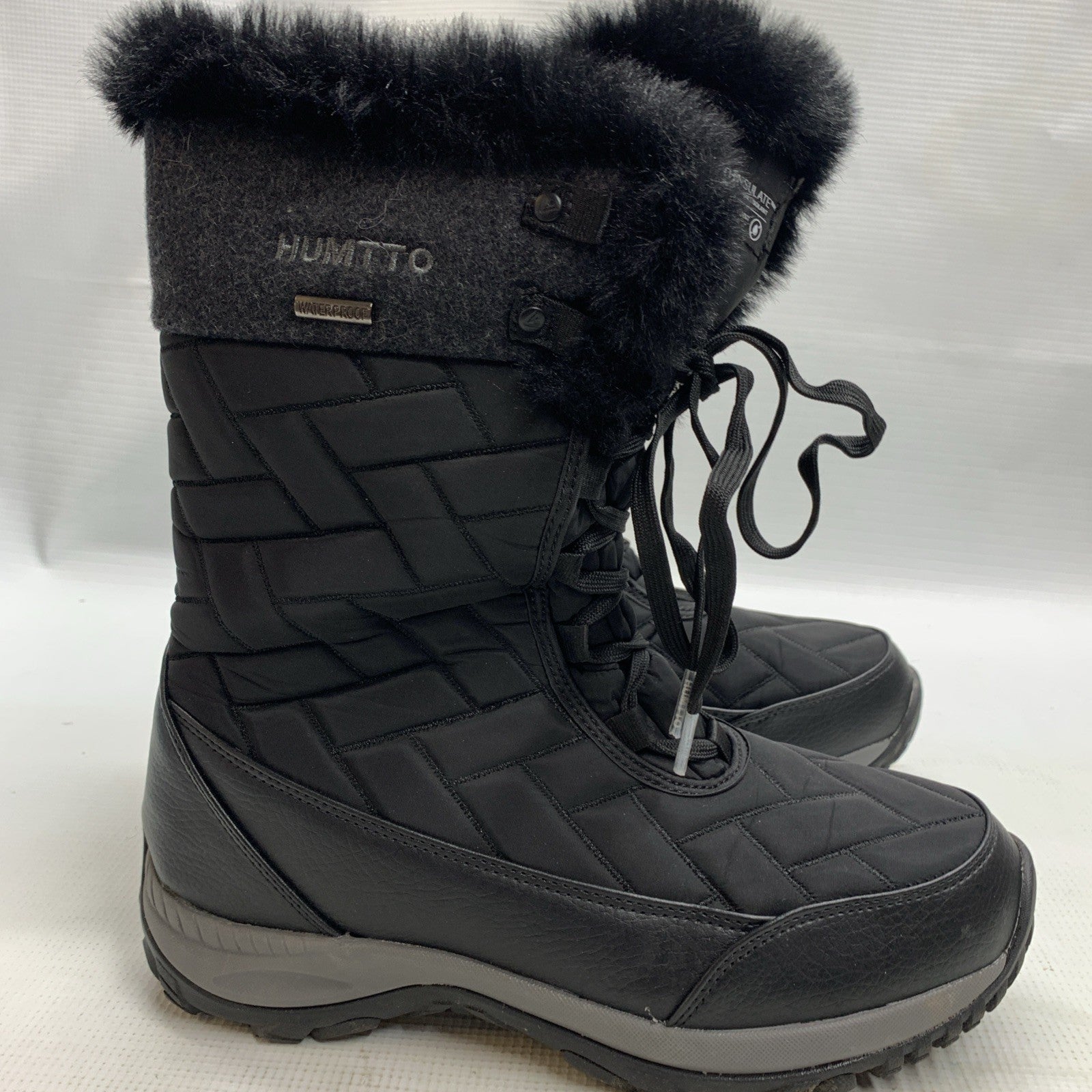 HUMTTO Women's Winter Warm Waterproof Snow Boots Lightweight Non-Slip 8.5 Black