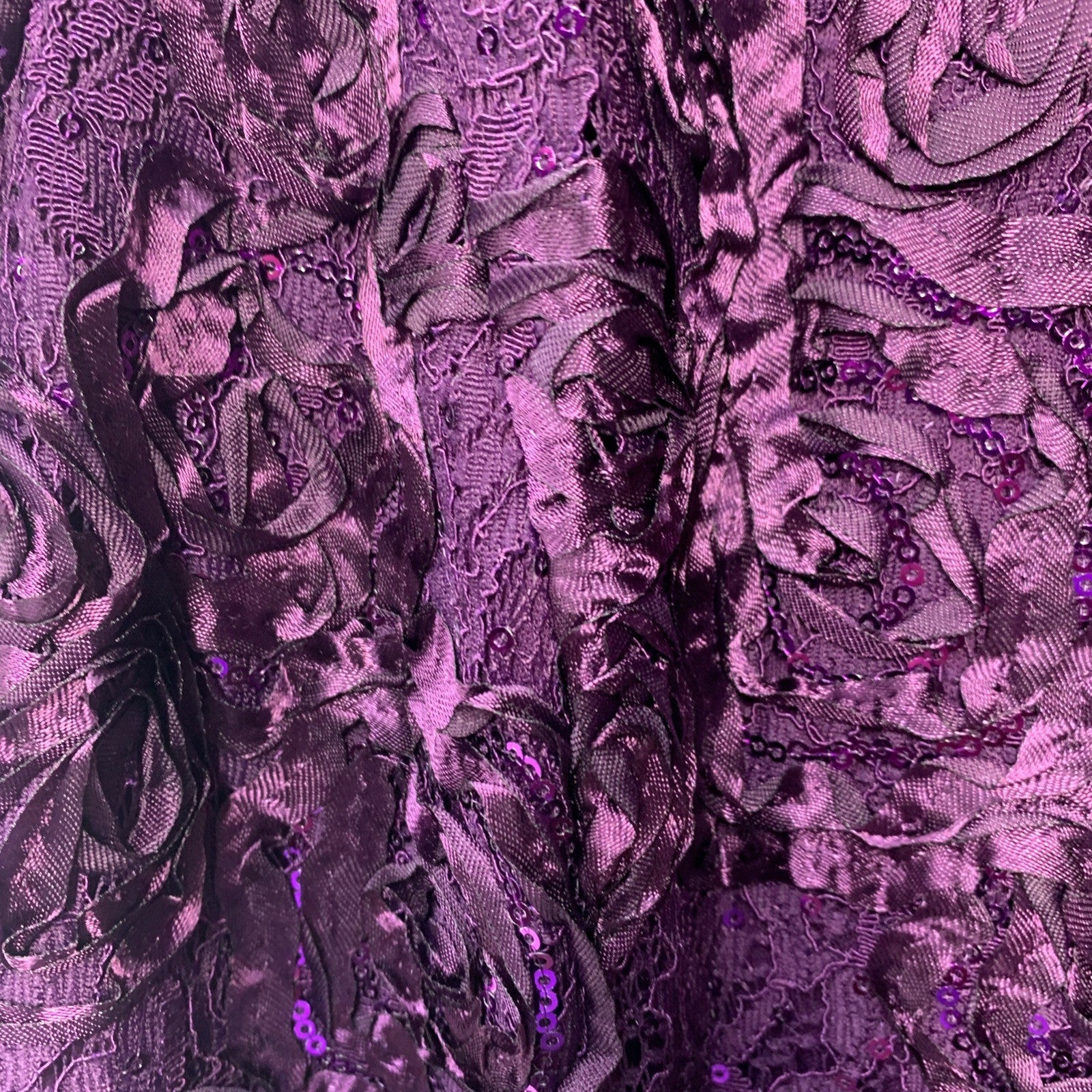 Alex Evenings Women's Long Rosette Lace Cap Short Sleeve Gown Elegant Size 12