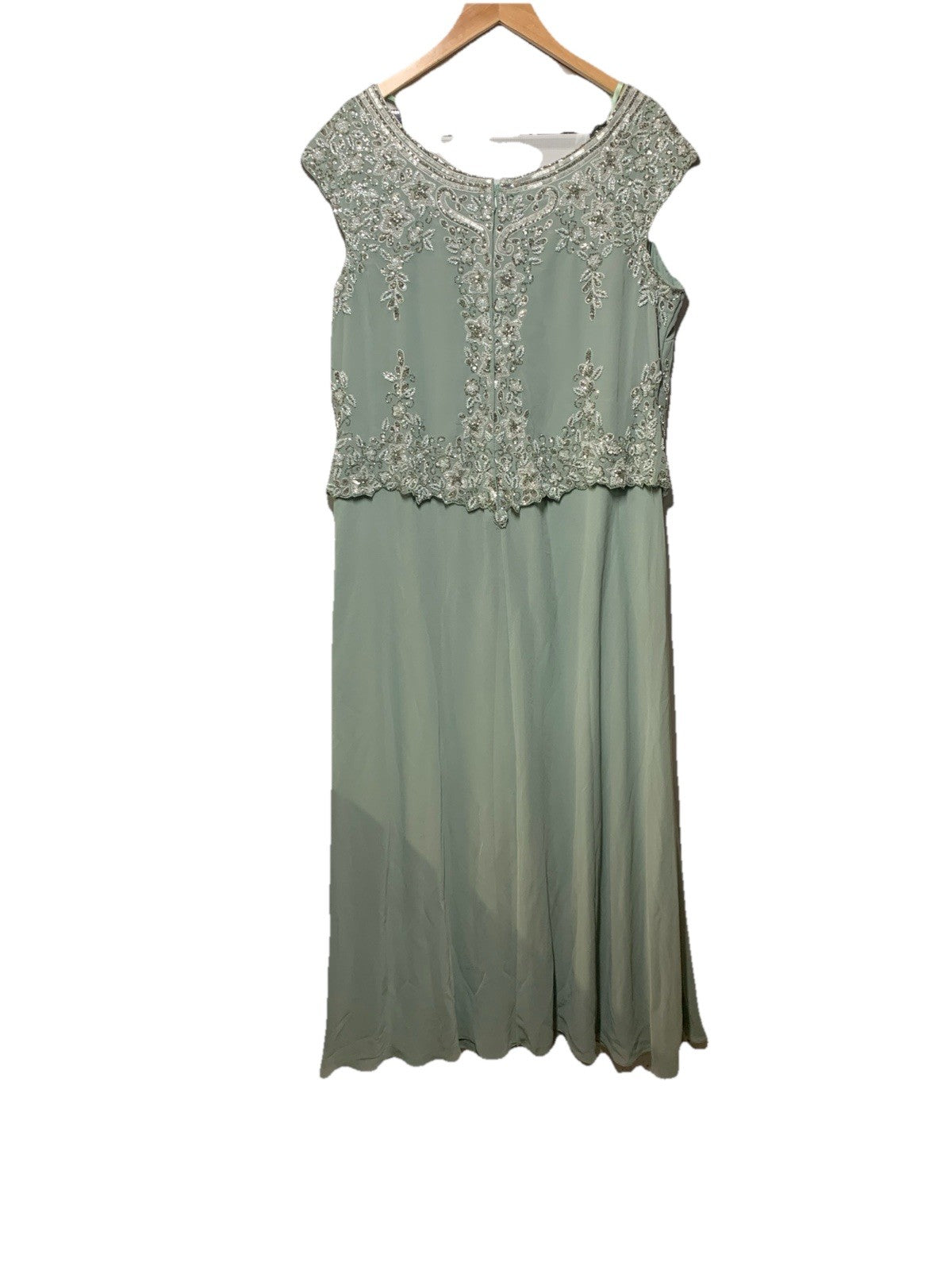 J Kara Womens Cap Sleeve Long Beaded Wedding Party Formal Evening Dress Size 18W