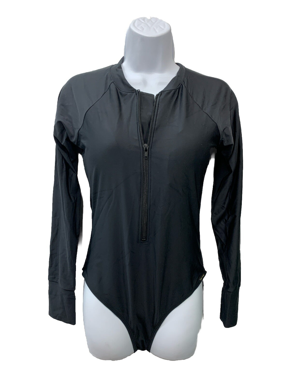RELLECIGA Women's One Piece Swimsuits Long Sleeve Rash Guard Shirt Size M Black