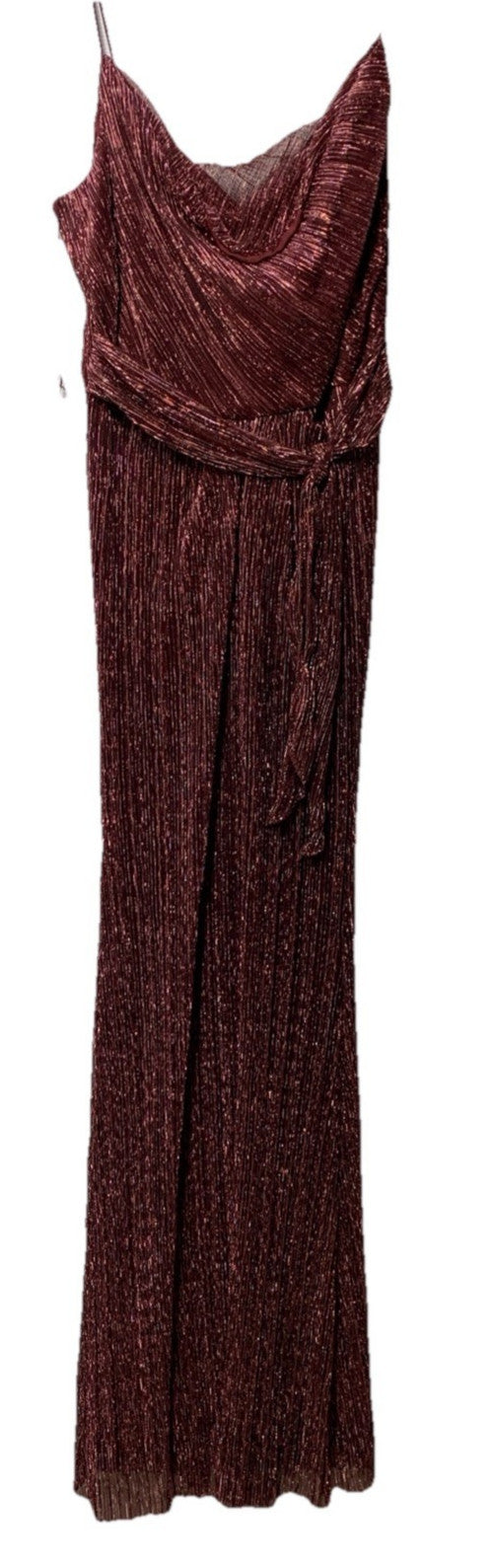 Adrianna Papell Women's Metallic Crinkle Gown Dress Size 4 Party/Cocktail Formal