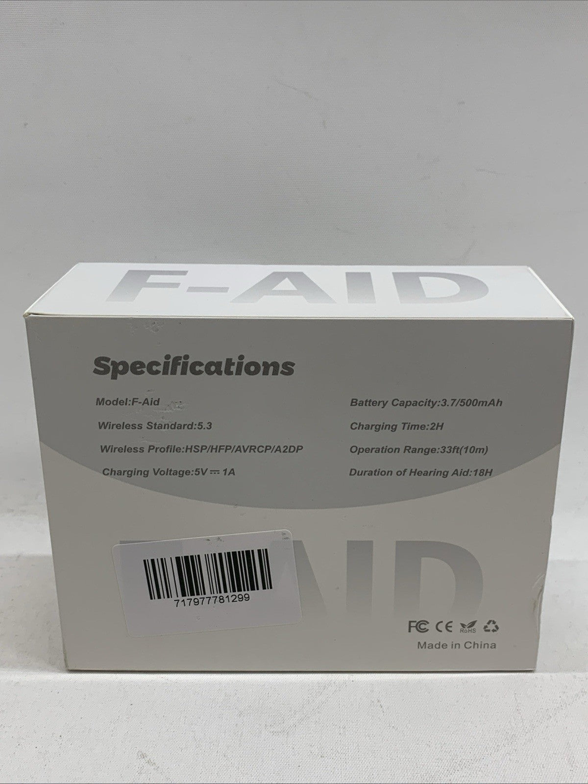 Royal Hearing F-AID Bluetooth  Rechargeable Hearing Aid Clear Sound - NO CHARGER