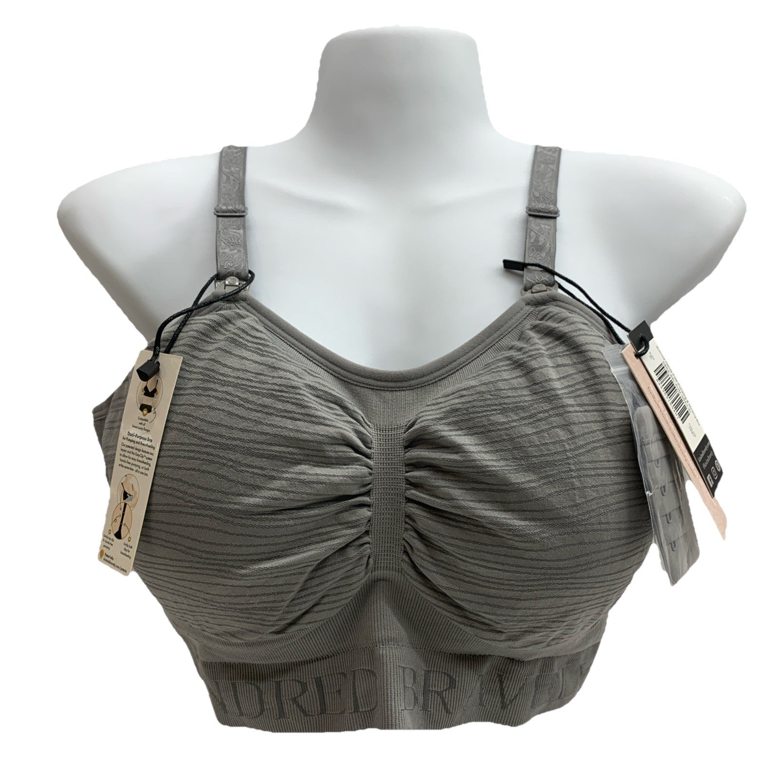 Kindred Bravely Gray Hands Free Pumping & Nursing Sports Bra Size XL Seamless