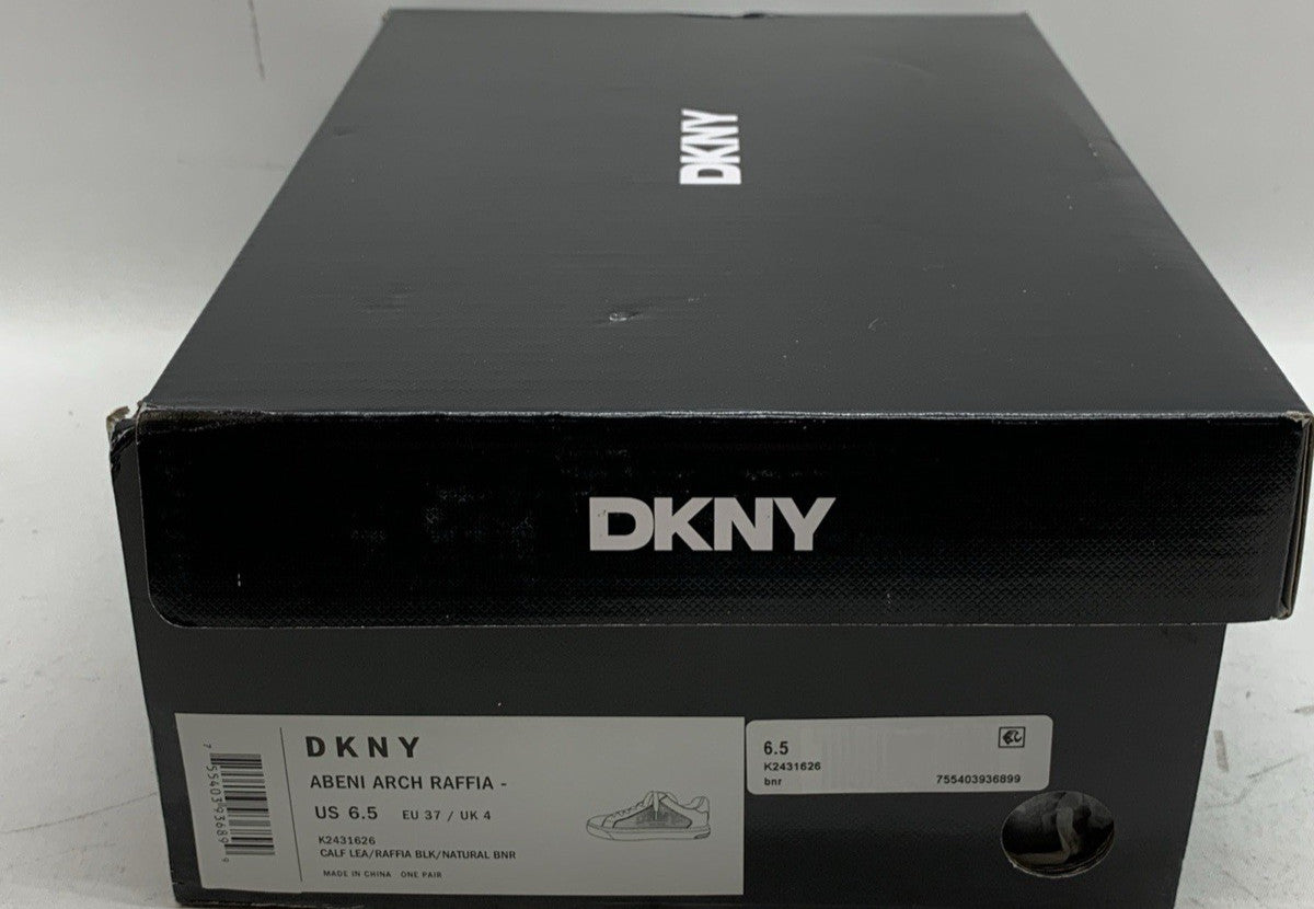 DKNY Abeni Arch Raffia Women's Low-Top Sneakers Black K2431626 Casual Size 6.5