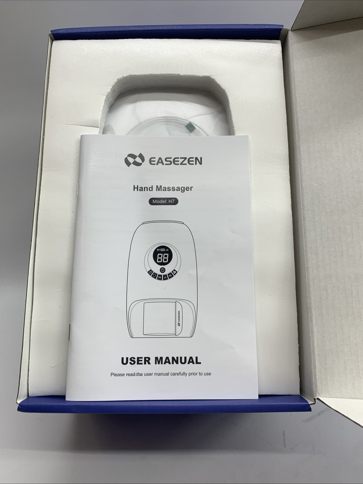 EaseZen Hand Massager Heat Compression Arthritis Carpal Tunnel Circulation White