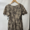 Taupe long rosette mother of the bride dress for women, size 8, by The Family Flips, featuring elegant floral details and flowing fabric.
