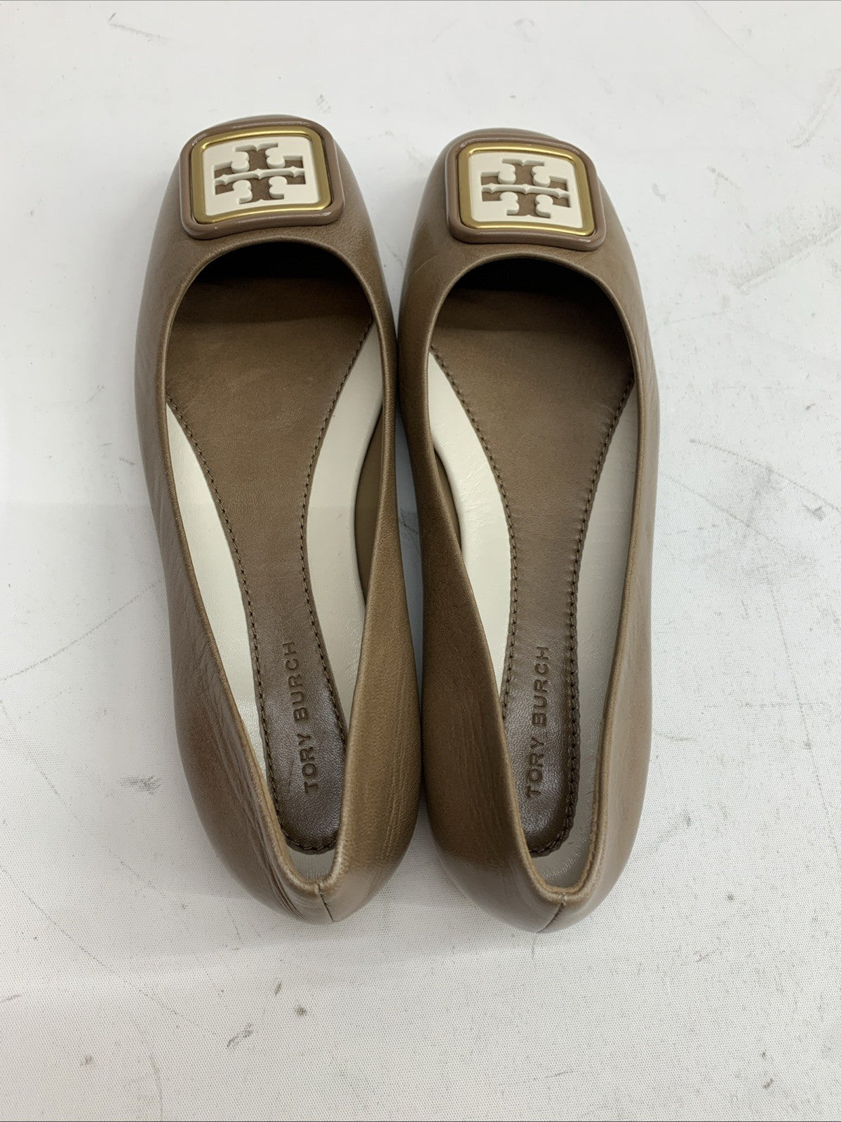 Tory BURCH Almond Flour 200 Georgia Ballet Goat Leather Size 6M Slip-on Shoes