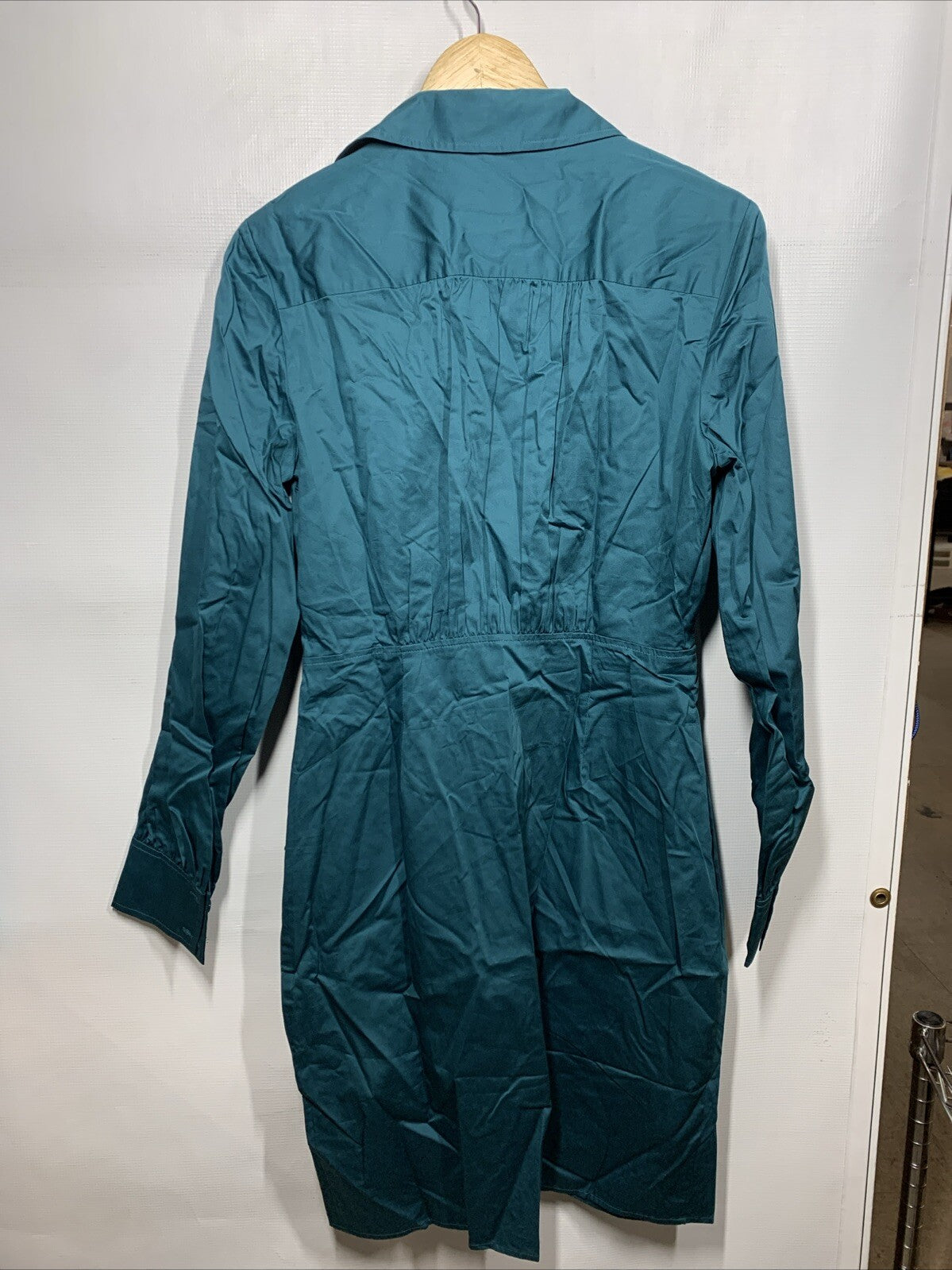 Trina Turk Women's Shirt Dress Collared Long Sleeve Green with Tulip Hem Size 10