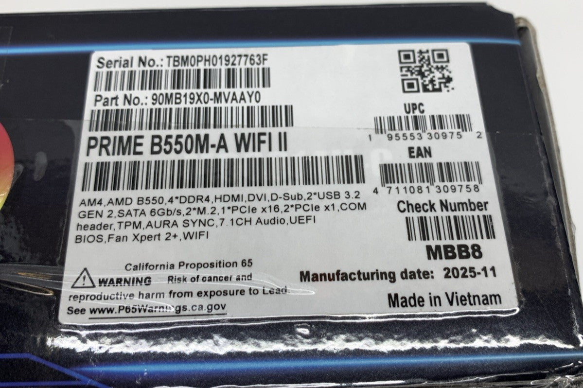 ASUS Prime B550M-A WiFi II AMD Micro ATX Motherboard with PCIe 4.0, WiFi 6, ECC