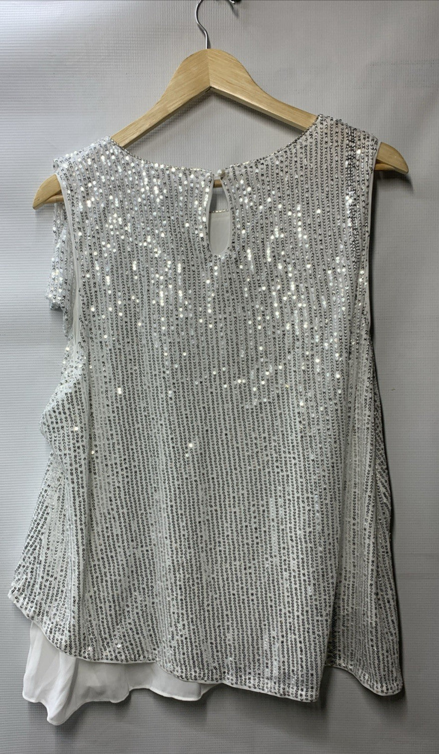 White sequin tank top dressy shimmer top for women, size 2XL, with sparkle and sleeveless design from GRACE KARIN.