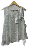 GRACE KARIN Women 2024 Sequin Tank Tops Dressy Sparkle Shimmer Size 2XL White
