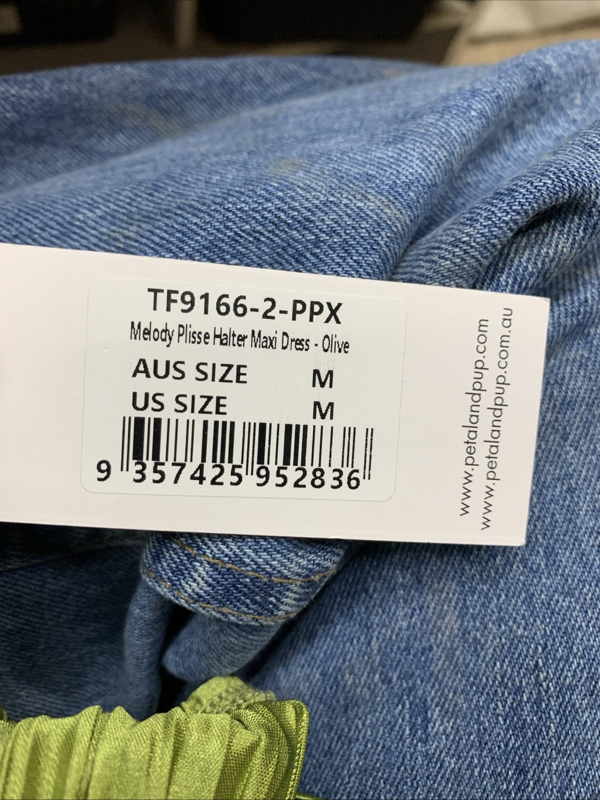 Petal and Pup TF9166-2-PPX Women's Melody Plisse Halter Maxi Dress Olive Size M