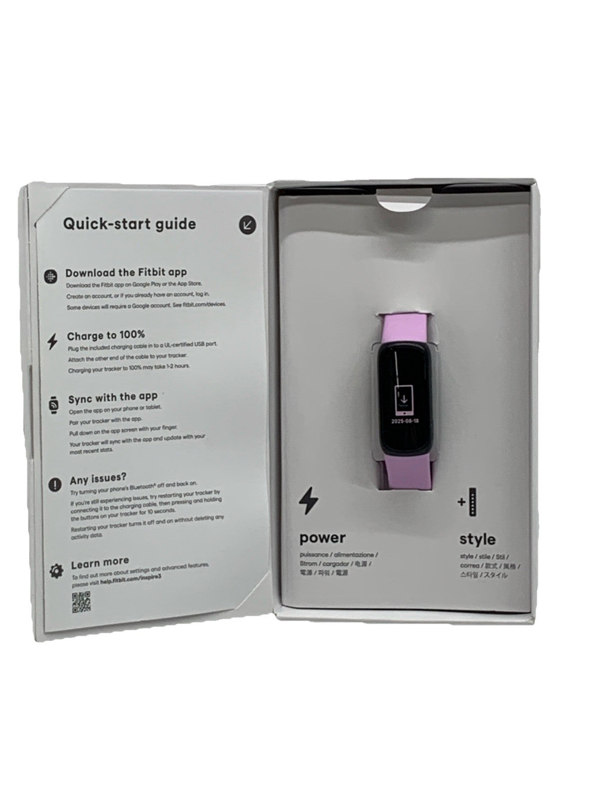 Fitbit Inspire 3 Health + Fitness Tracker Black/Lilac Bliss Sleep Tracking USED