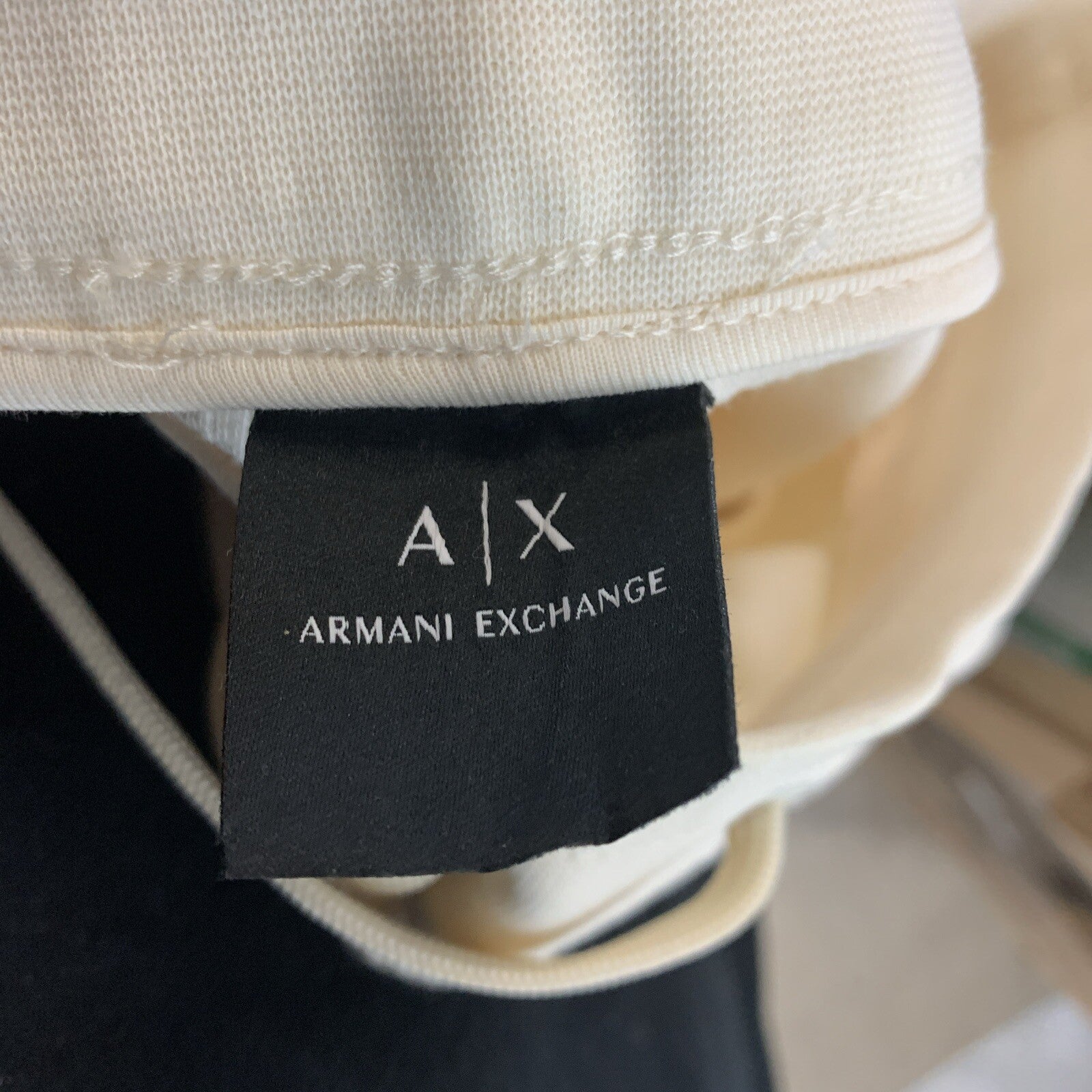 Armani Exchange Mens Drawstring Waffle Shorts Size 2XL Cream Casual with Pockets