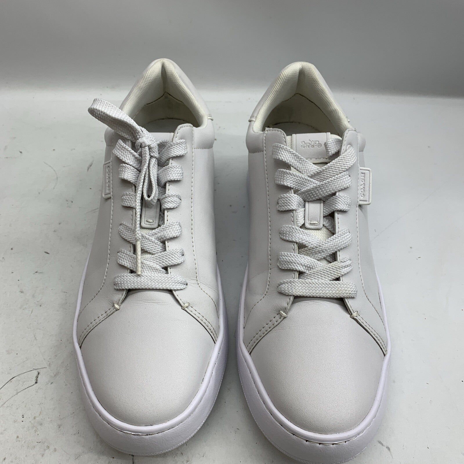 Coach Men'S Lowline Low Top Sneaker White Leather Size 9 Lace-up Shoes Casual