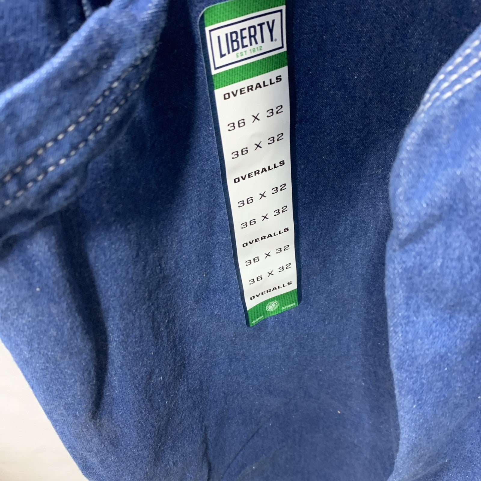 Liberty Bib Overalls Blue Denim Carpenter Workwear Pants Jeans Men's Size 36x32