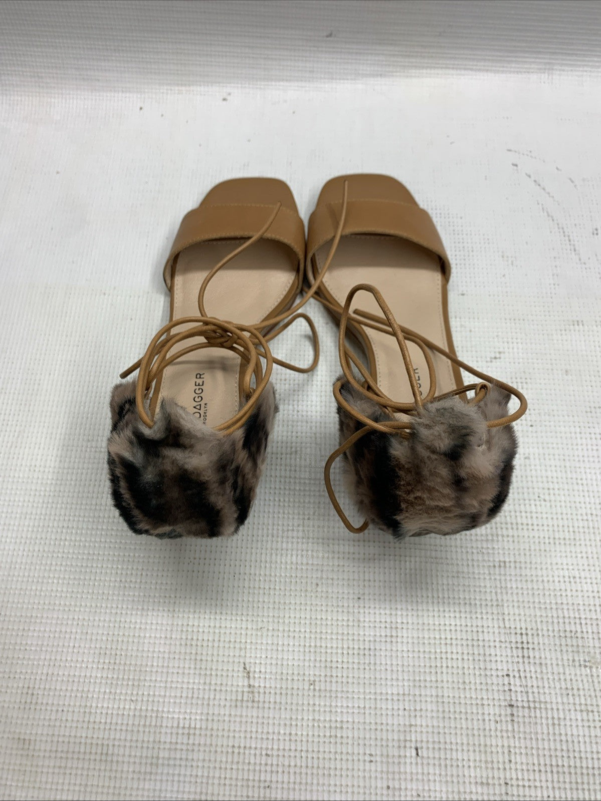 Kelsi Dagger Brooklyn Women's Sam Heeled Sandal Size 7 Brown Open Toe Faux Fur