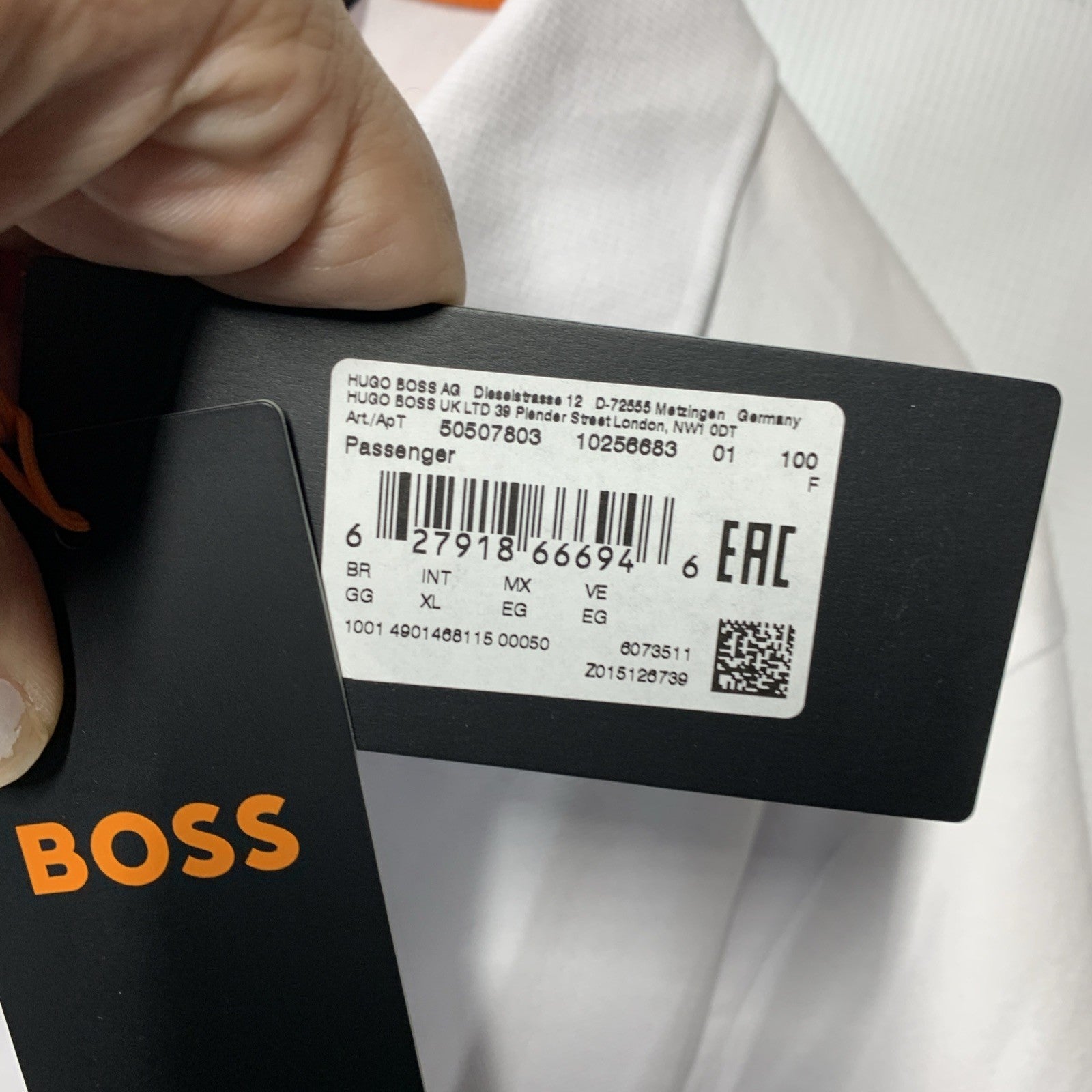 Boss Hugo Boss Men's Slim Fit Stretch Short Sleeve Polo Shirt XL White Collared