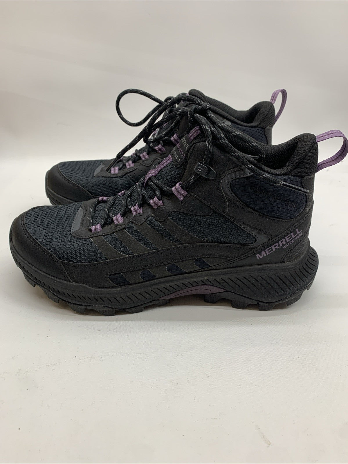 Merrell Women's Speed Strike 2 Mid Wp Black Boots 9.5 Black Purple J038274 Lace