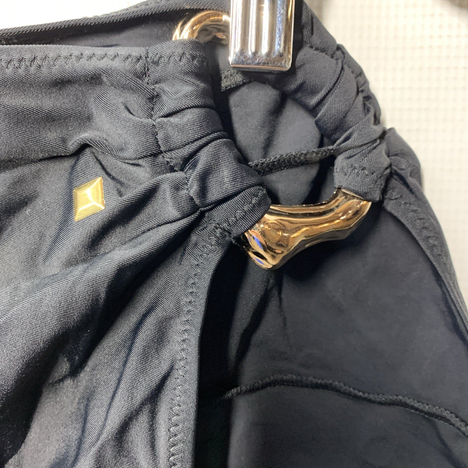 Nasty Gal Ring Studded Underwire Beach Three- piece Bikini Set Black Size 6