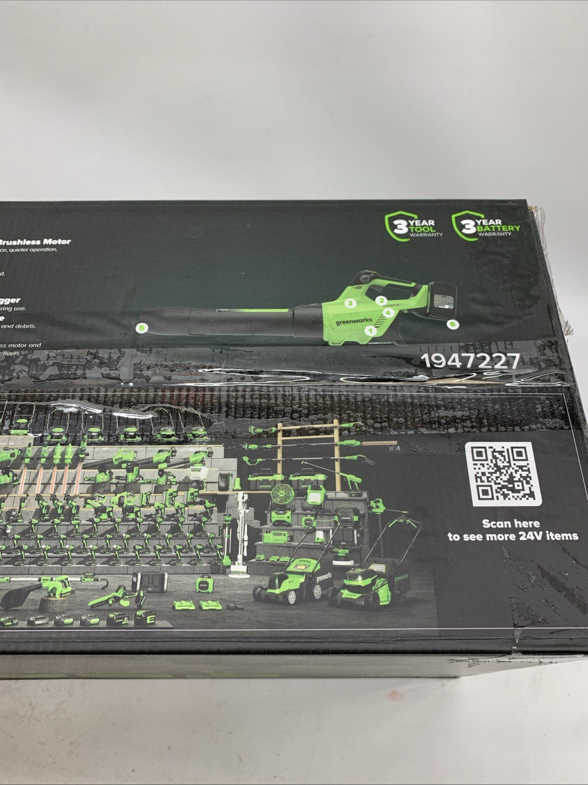 Greenworks 585 CFM Cordless Battery Leaf Blower Brushless Motor Lightweight