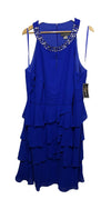 Jessica Howard Women's Halter Bejeweled Ruffle Chiffon Midi Dress Size 22W Blue