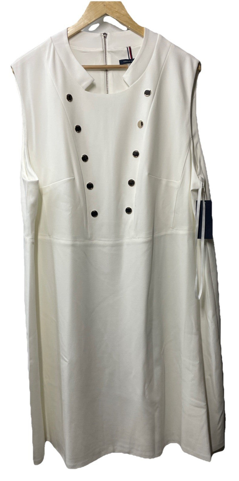 Tommy Hilfiger Women's Plus Size Mock Collar Sleeveless Dress Size 26W White