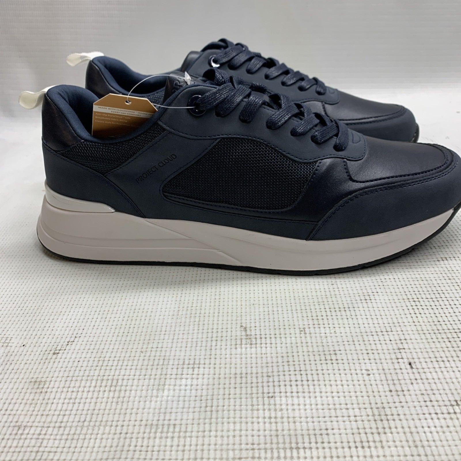 Project Cloud Men Shoe Kurt.A Navy/White Size 12 Lace-up Walking Sneaker Casual