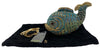 Gold With Royal Blue & Aqua Austrian Crystal Fish Hard Shell Clutch Evening Bag