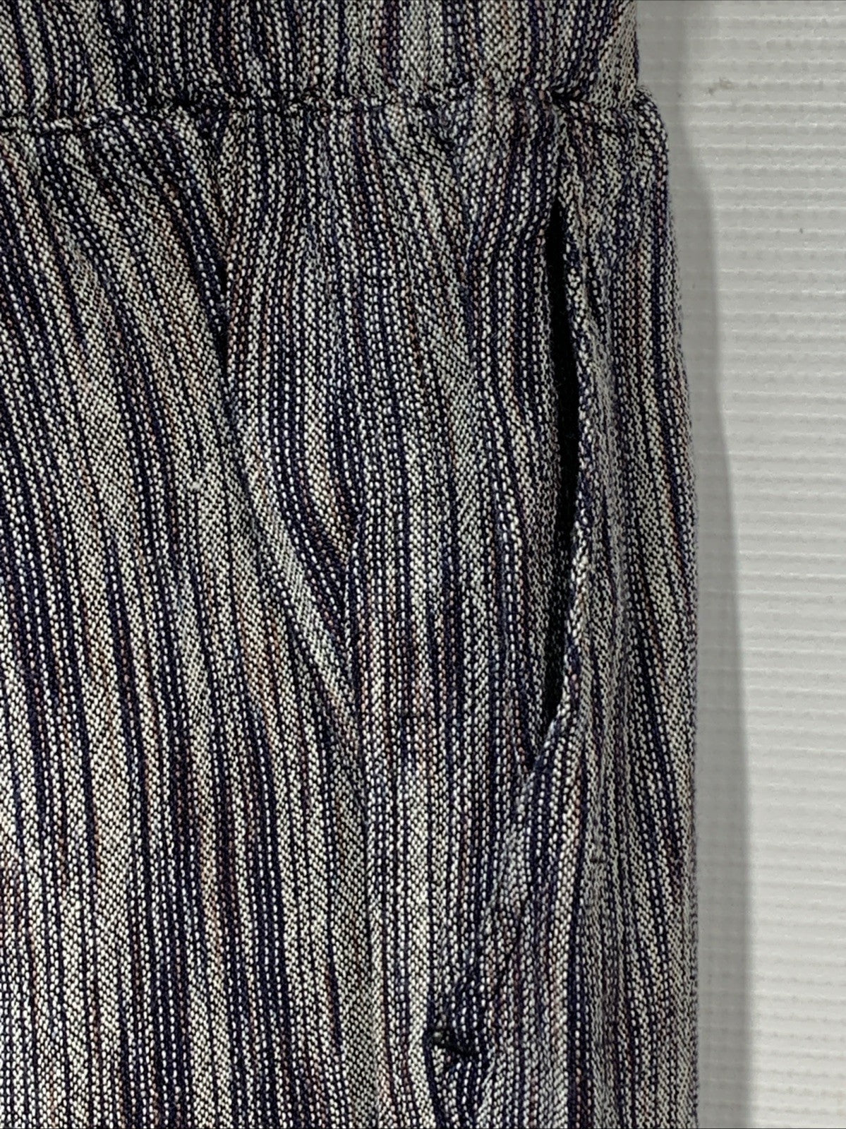 Royalty For Me Shorts Womens Medium Multi Striped Linen Pockets Drawstring Sz M