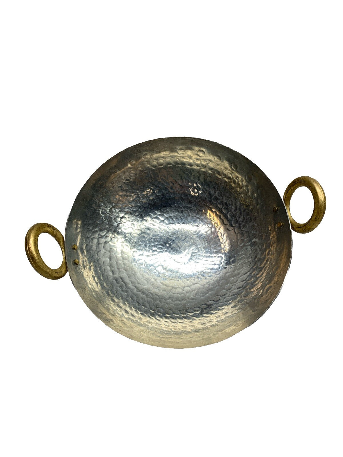 Brass Wok With a Lid, 12-in Kadhai, Nonstick Wok Pan with a Tin Coating 3.2qt