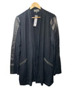 Michael Stars Women’s Faux Leather Patchwork Open Front Cardigan LG Long Sleeve
