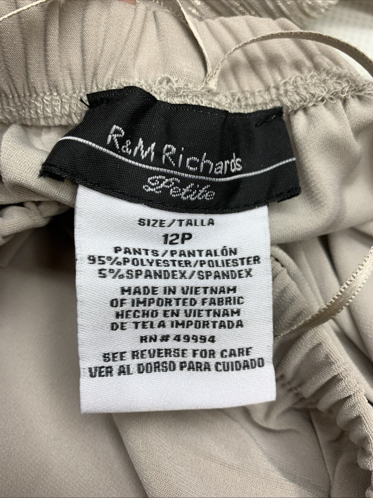 R&M Richards Womens 3 Piece Set Pants Open-Front Blazer Size 12 Champagne 445786