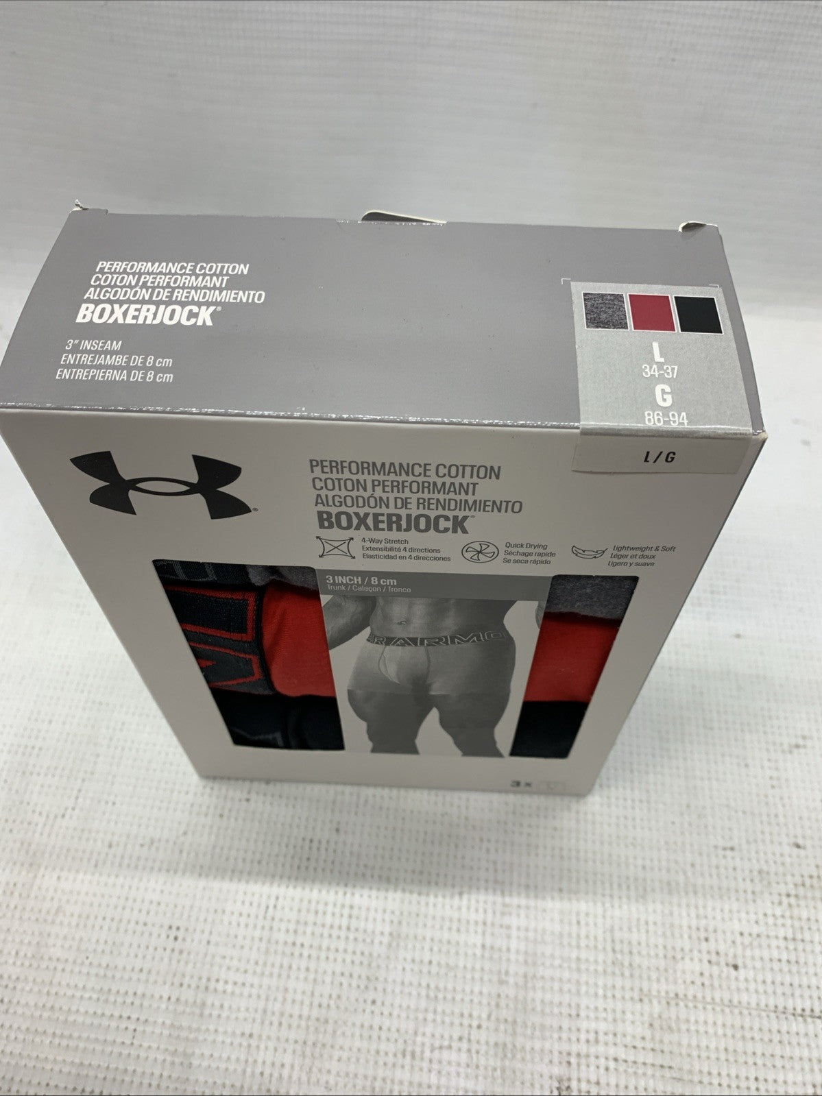 Under Armour Essential Cotton Boxerjock Underwear 3” Lightweight Large - 3 Pack