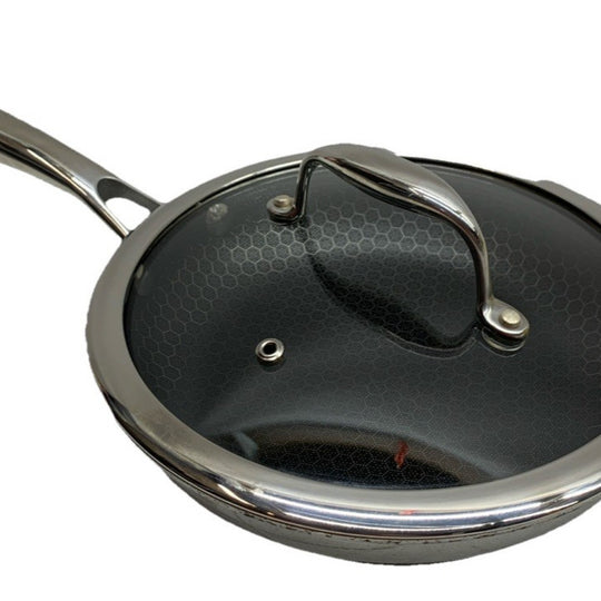 HexClad Hybrid 8in Cookware Frying Pan Nonstick with Cooking Clear Lid - USED