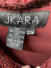 J Kara Women's Beaded Cowl Neck Flutter Sleeve Dress Cranberry Plus Size 22W