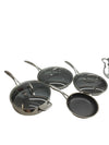 Deluxe 13-piece hybrid ceramic nonstick stainless steel cookware set by The Family Flips with various pots and pans for kitchen use