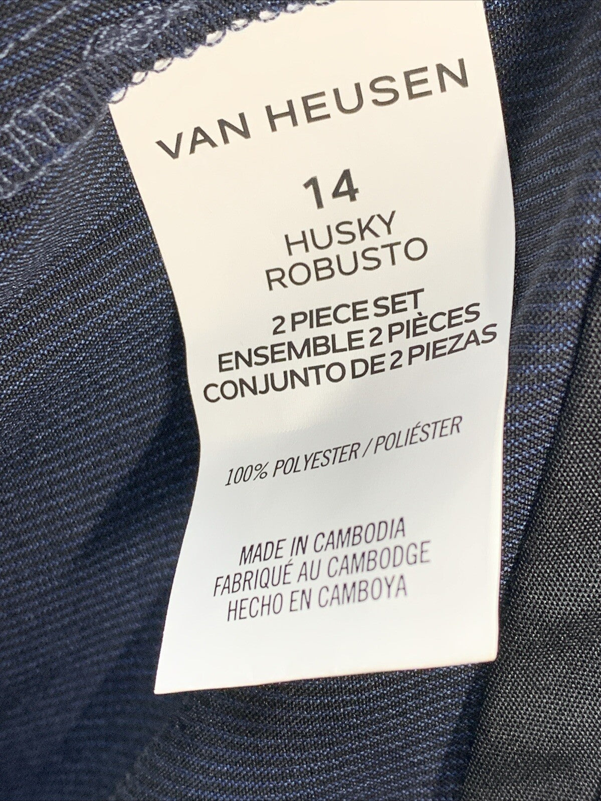 Van Heusen Boys' 2-Piece Formal Suit Set Size 14H Long Sleeve Jacket & Pants