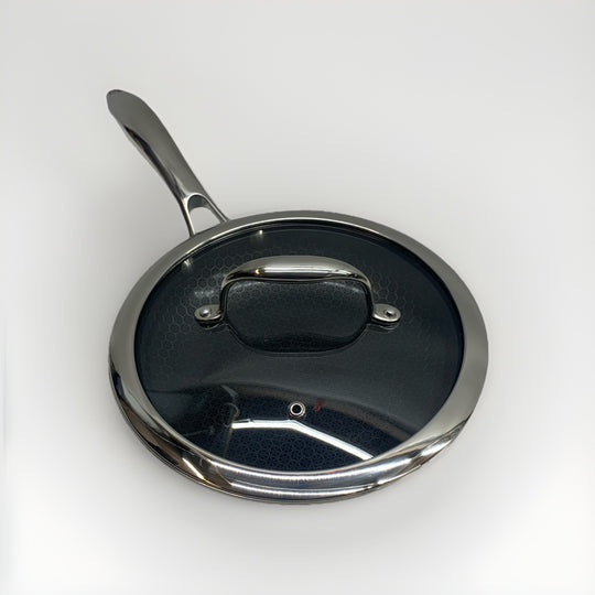 HexClad Hybrid 8” Nonstick Frying Pan Cookware with Cover Glass Lid - USED GOOD