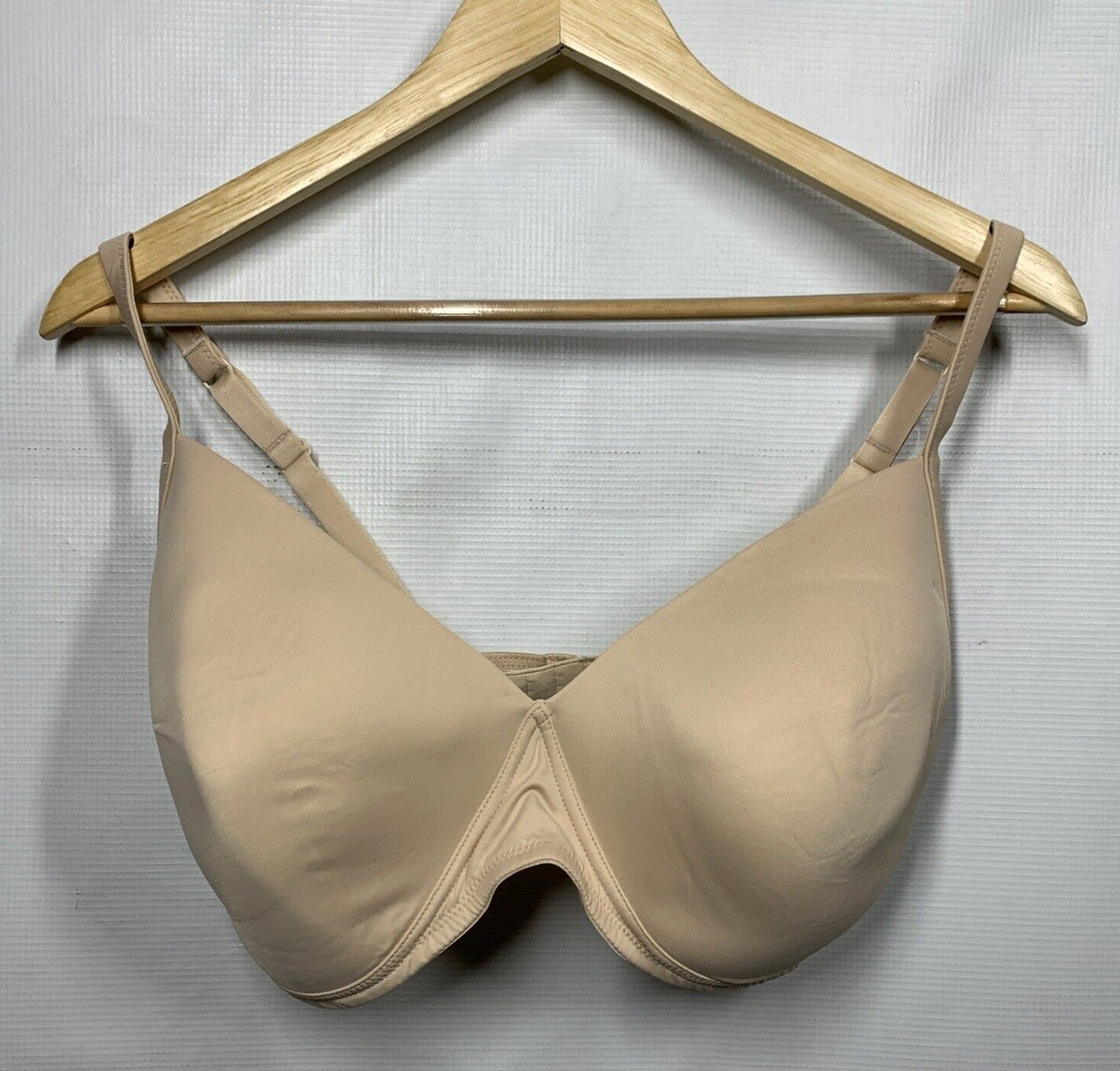 DELIMIRA Plus Size Seamless Lightly Lined Full Coverage T-Shirt Bra Sz 38F Beige