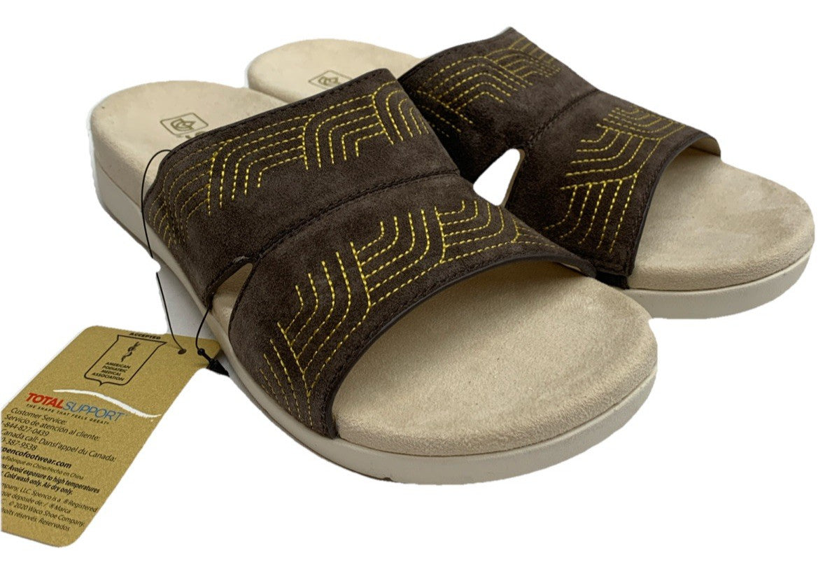 Spenco Womens Twilight Ellie Slide Sandals Leather Brown French Roast Size 10B