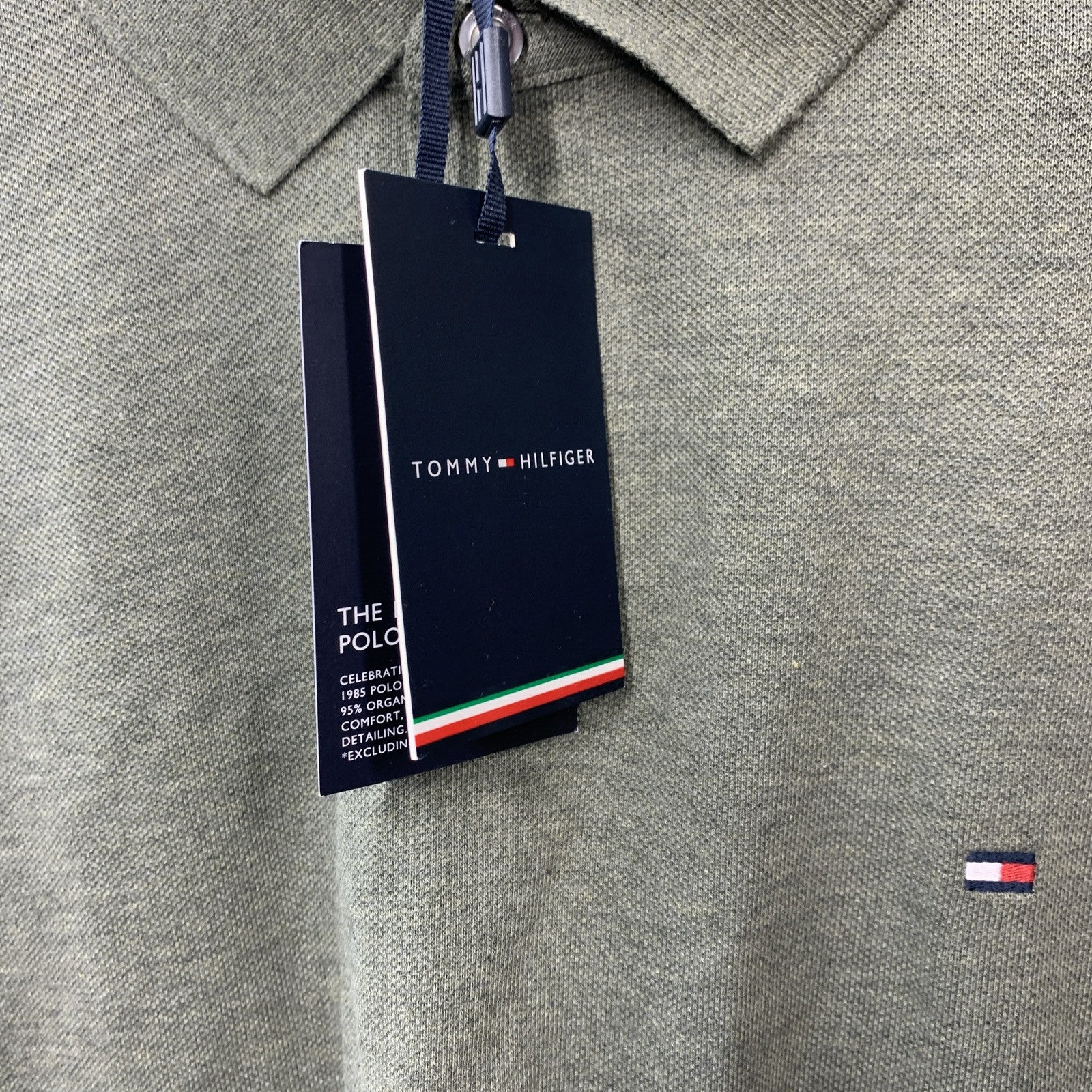 Tommy Hilfiger Long Sleeve Polo Shirt Collar Men's Regular Fit 1985 Green XXL