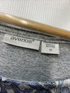 Avenue Women's Plus Size Charlene Side Tie Top Size 16 Gray & Blue Long Sleeve