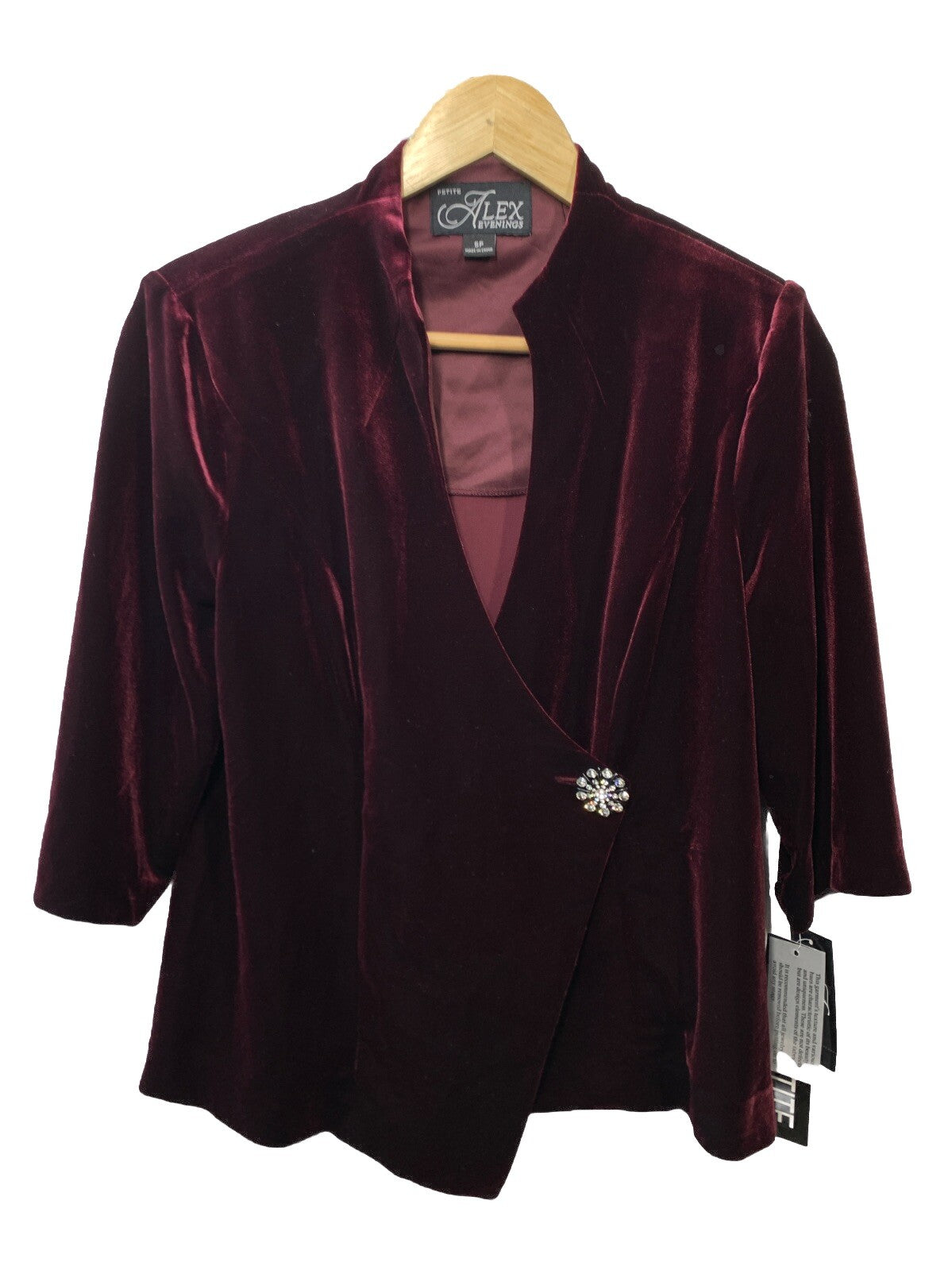 Alex Evenings Womens Velvet Asymmetric Pointed Hem Blouse Shirt Size SP 8291957