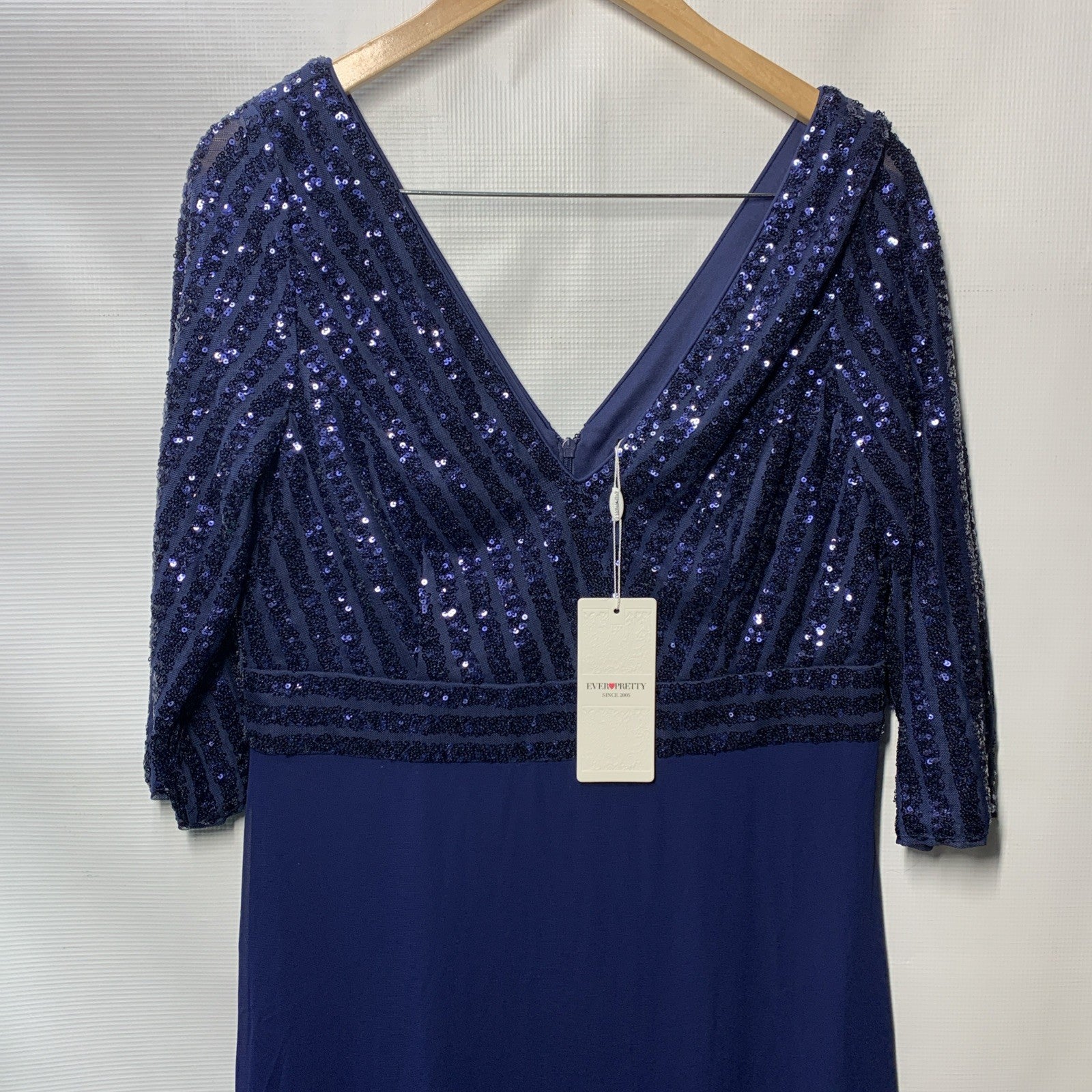 Ever-Pretty Women Elegant V-Neck Long Sleeve Sequin Party Cocktail Dress Size 16